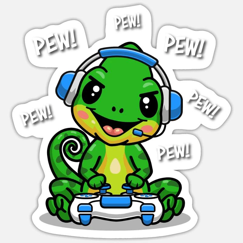 Caméléon - Sticker taille S (10 x 10 cm) - blanc mat