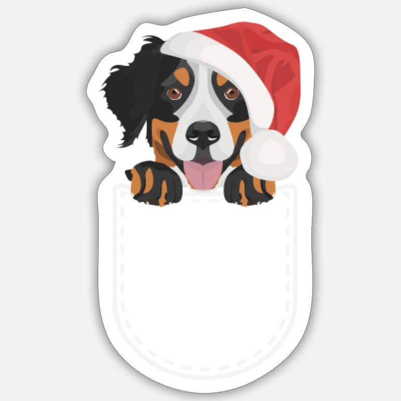 Bouvier Bernois Joyeux Noël - Sticker taille S (10 x 10 cm) - blanc mat