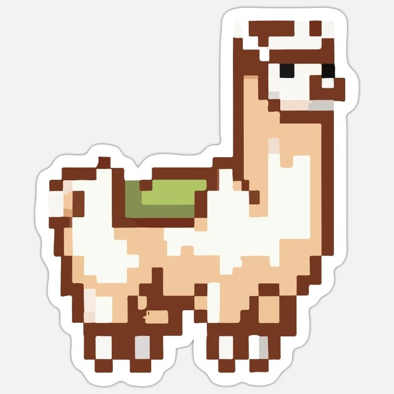 Pixel Alpaca Lama Pixel Art Gift Idea - Sticker size S (10 x 10 cm) - white matte