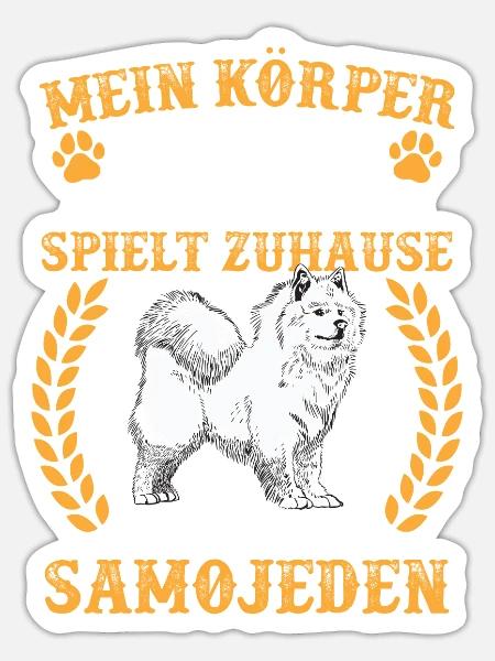 Samojede spielt zuhause Samojedenspitz - Sticker Größe S (10 x 10 cm) - Mattweiß