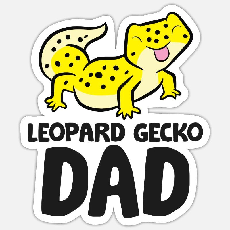 Leopard Gecko Papa Eidechse Reptil Leopard Gecko - Sticker Größe S (10 x 10 cm) - Mattweiß
