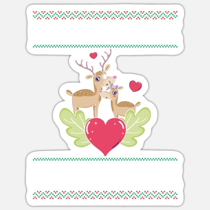 Cervo coppia renna - Make Love Not War - Ugly Ch - Sticker formato S (10 x 10 cm) - bianco opaco