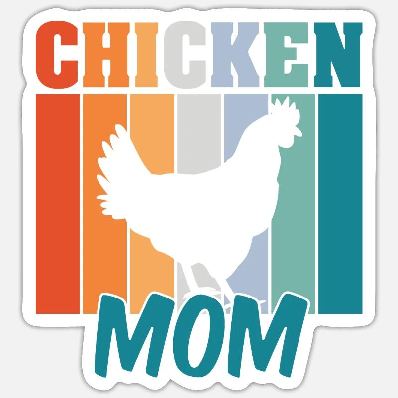 Maman poulet - Sticker taille S (10 x 10 cm) - blanc mat
