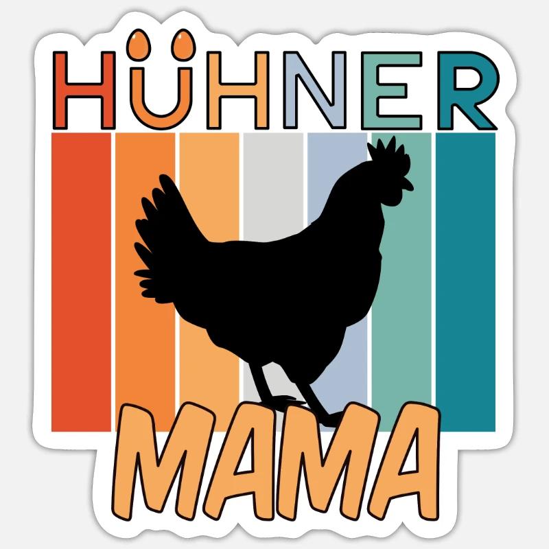 Hühner Mama - Sticker Größe S (10 x 10 cm) - Mattweiß