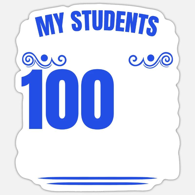 100 jours plus précis 100e jour d’enseignant Sticker taille S (10 x 10 cm)