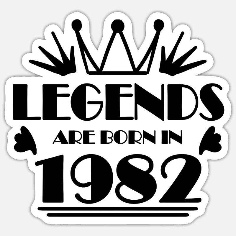 1982 - Né en 1982 - Sticker taille S (10 x 10 cm) - blanc mat