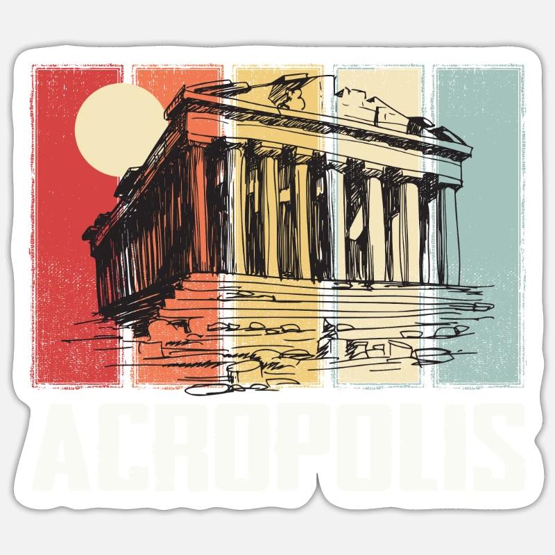 Parthénon Acropole Athènes Grèce Grèce - Sticker taille S (10 x 10 cm) - blanc mat