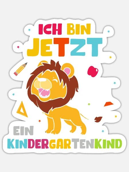 Ich bin jetzt ein Kindergartenkind Löwe - Sticker Größe S (10 x 10 cm) - Mattweiß