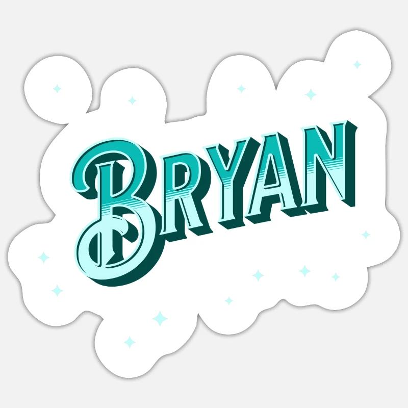Bryan nom personnalisé - Sticker taille S (10 x 10 cm) - blanc mat