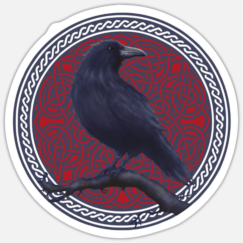 Raven Crow Celtic Celts - Sticker size S (10 x 10 cm) - white matte