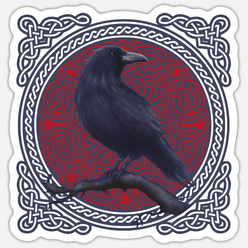 Corbeau Celtique - Sticker taille S (10 x 10 cm) - blanc mat