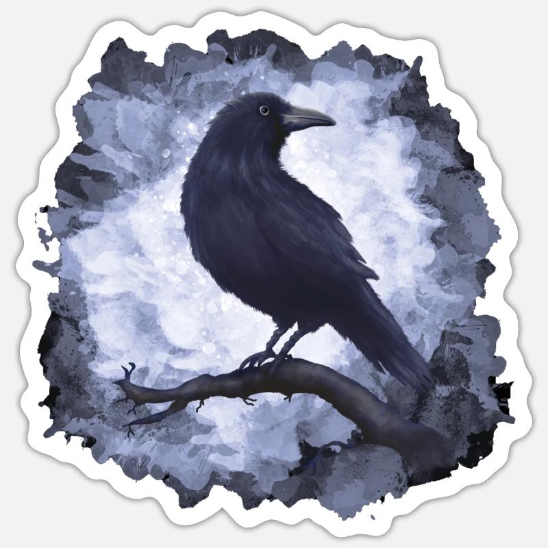 Rabe Krähe Goth - Sticker Größe S (10 x 10 cm) - Mattweiß