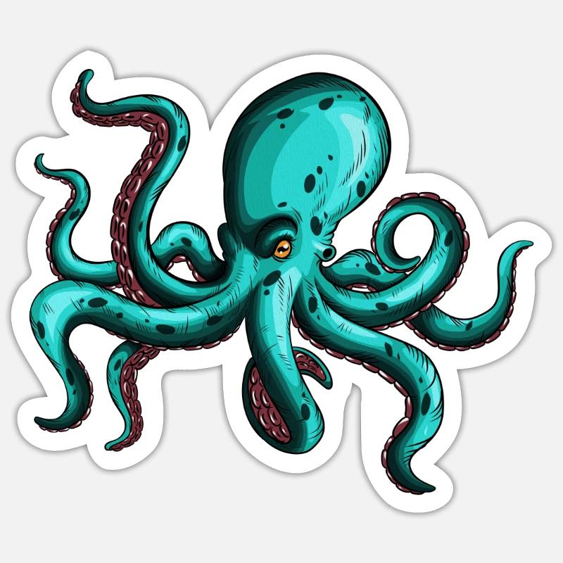 8 Armed Blue Octopus Squid Fan Lover Sticker size S (10 x 10 cm)