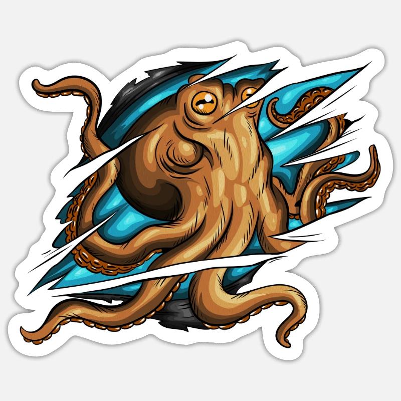 Displaced scratch octopus squid costume - Sticker size S (10 x 10 cm) - white matte