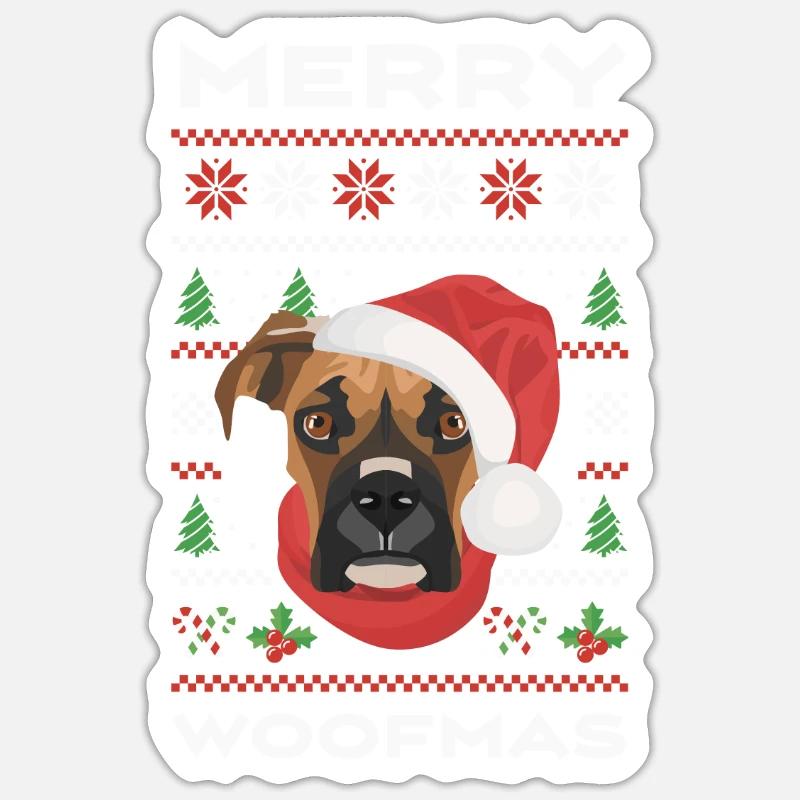 Boxer Joyeux Noël - Sticker taille S (10 x 10 cm) - blanc mat