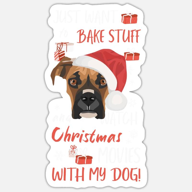 Boxer Joyeux Noël - Sticker taille S (10 x 10 cm) - blanc mat