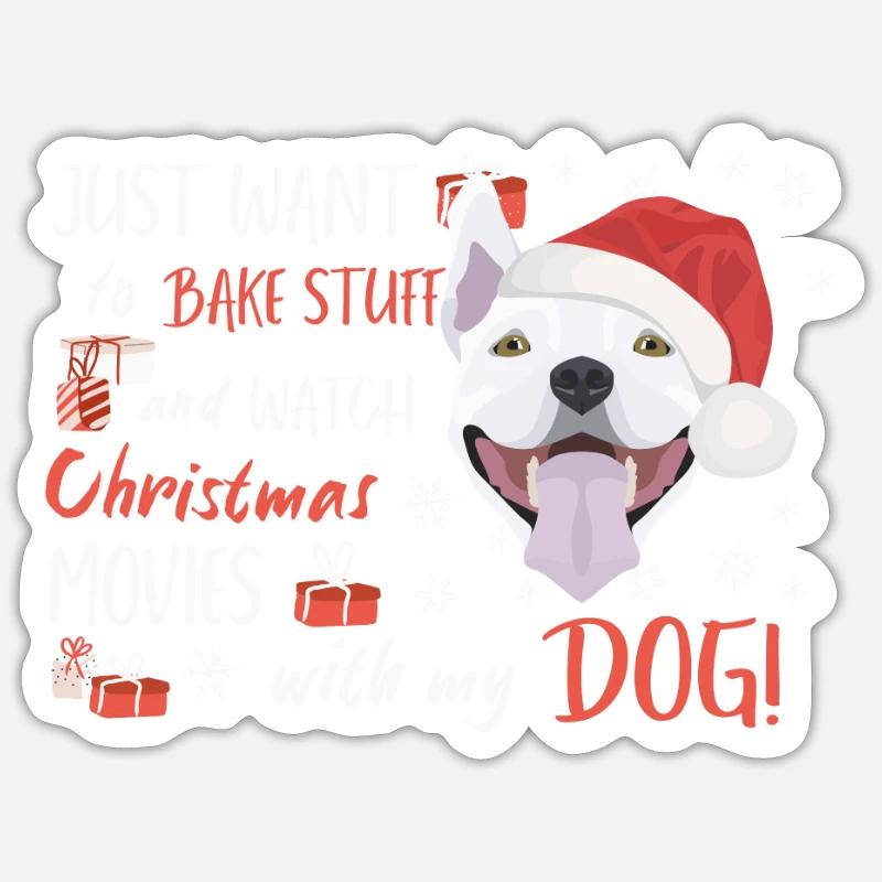 Bull Terrier Joyeux Noël - Sticker taille S (10 x 10 cm) - blanc mat