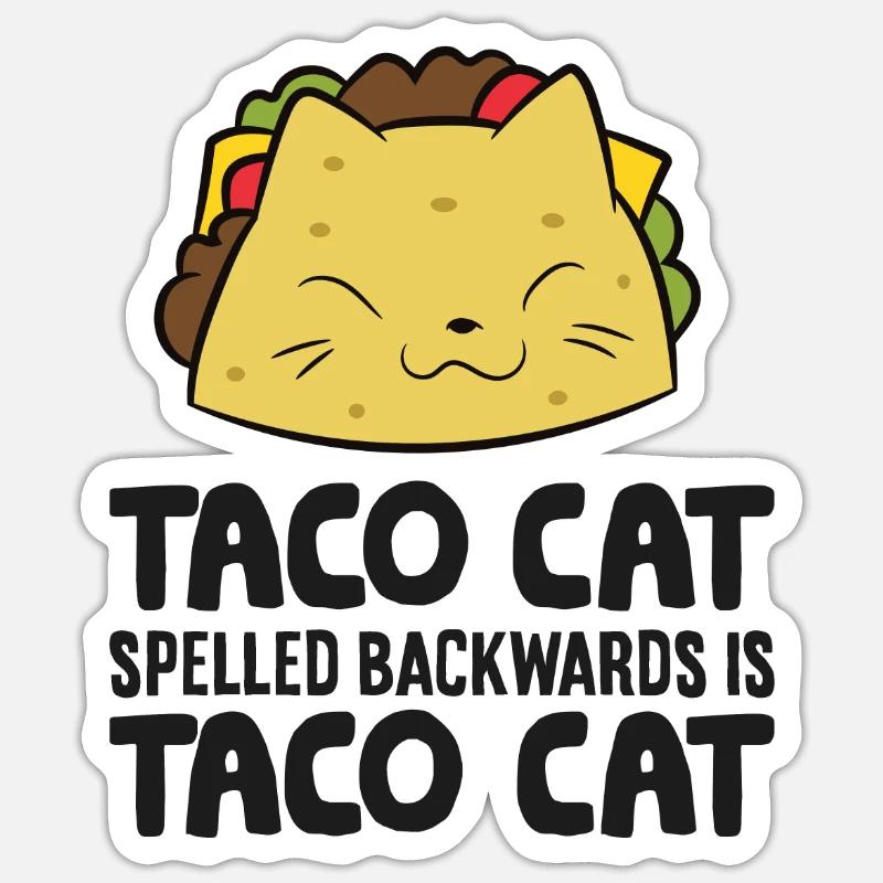 Le chat tacos orthographié à l’envers est le chat à tacos - Sticker taille S (10 x 10 cm) - blanc mat