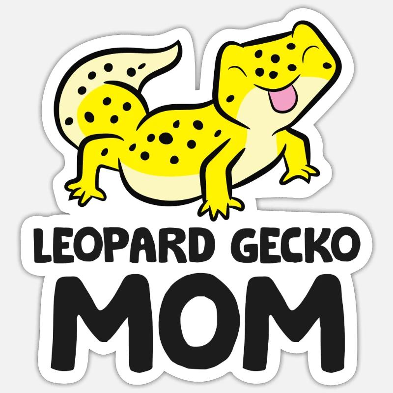 Leopardgecko Mama Eidechse Reptil Leopardgecko - Sticker Größe S (10 x 10 cm) - Mattweiß