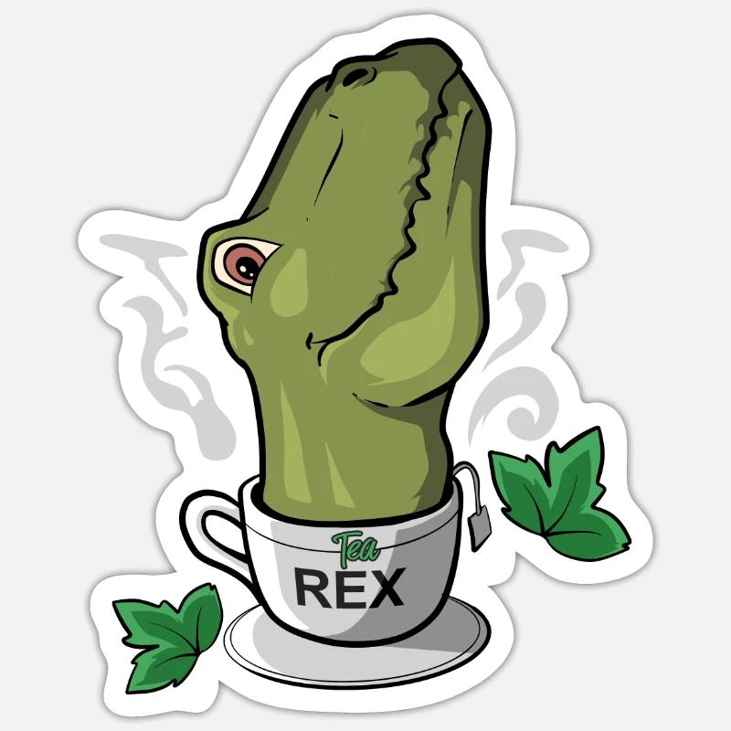 Tea-Rex Tea Time Teetrinker Dinosaurier Sticker Größe S (10 x 10 cm)
