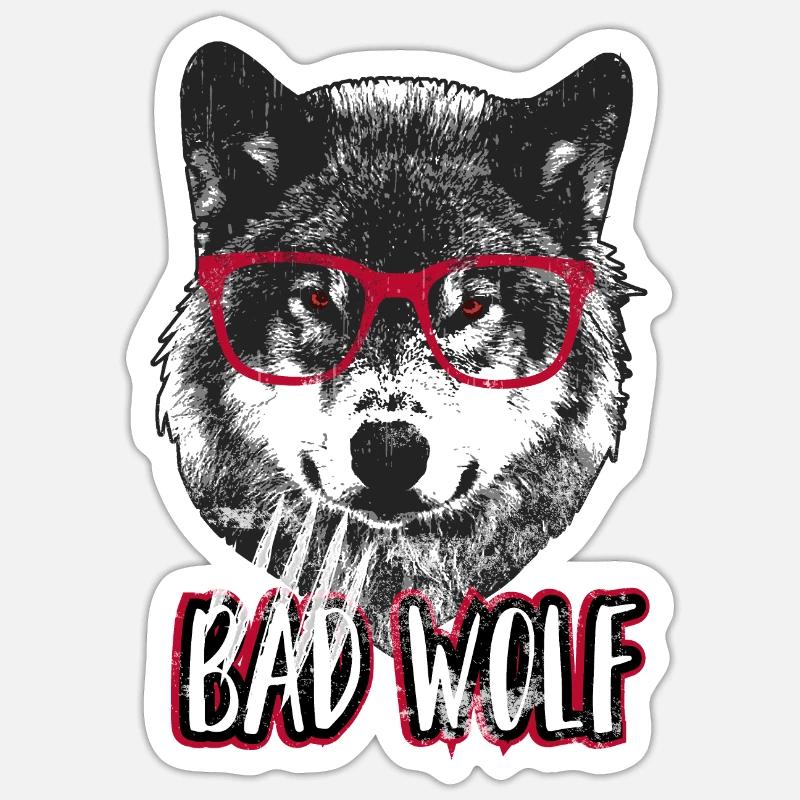 Böser Wolf - Grumpy Christmas Wolf - Sticker Größe S (10 x 10 cm) - Mattweiß