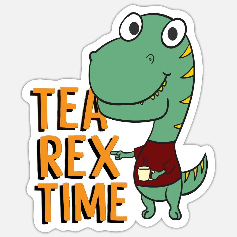 Tenue Tea Rex Time - Sticker taille S (10 x 10 cm) - blanc mat