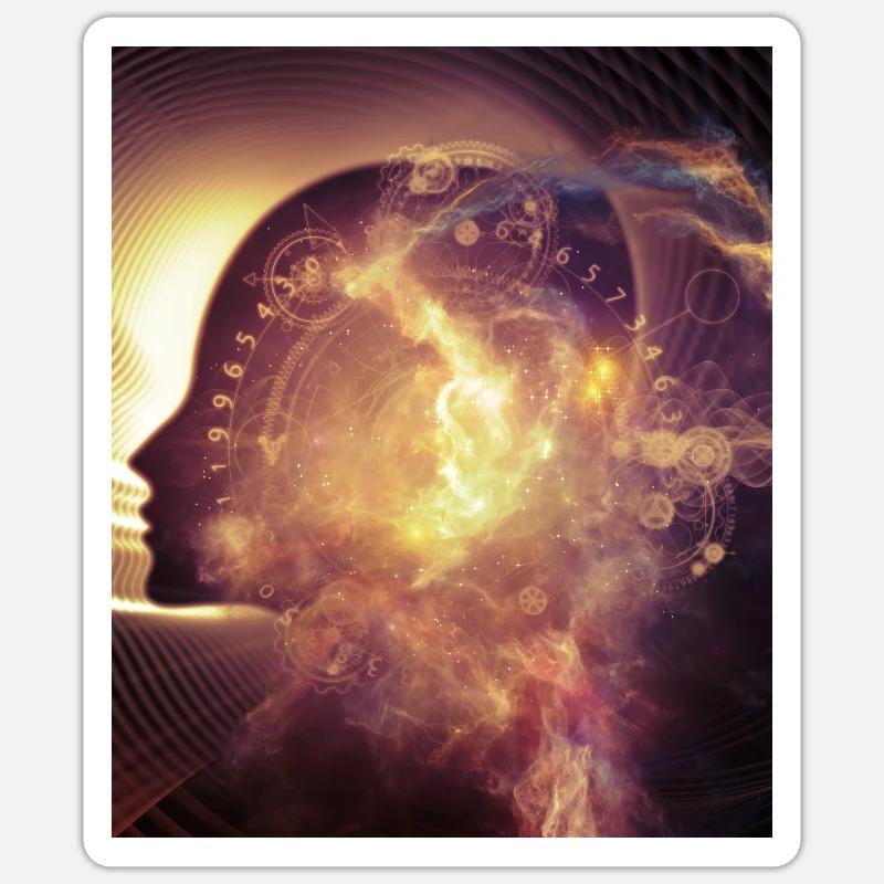 pensée artificiel - Sticker taille S (10 x 10 cm) - blanc mat