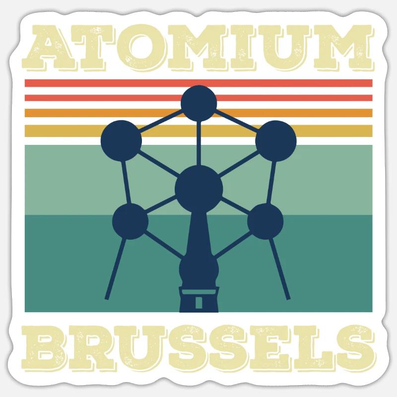 Bruxelles Atomium Heartbeat Atomic nucleus Science - Sticker taille S (10 x 10 cm) - blanc mat