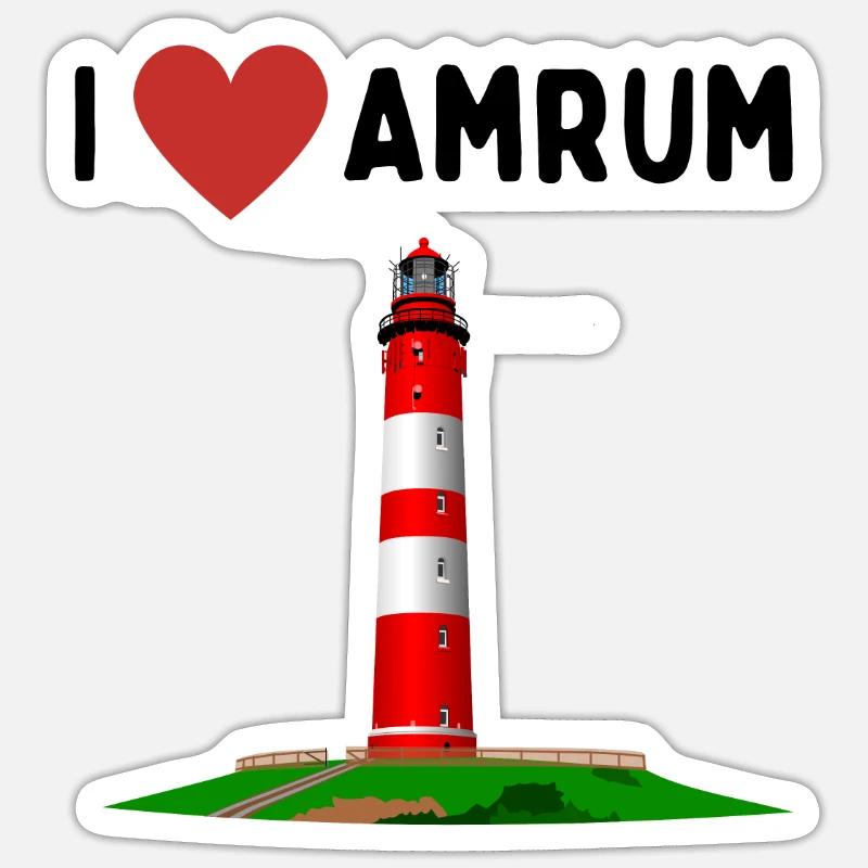 J’aime Amrum - Sticker taille S (10 x 10 cm) - blanc mat