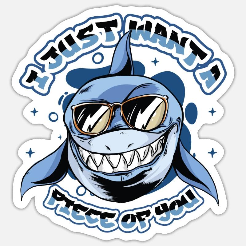 Ich Will Nur Ein Stück Von Dir, Hai - Sticker Größe S (10 x 10 cm) - Mattweiß