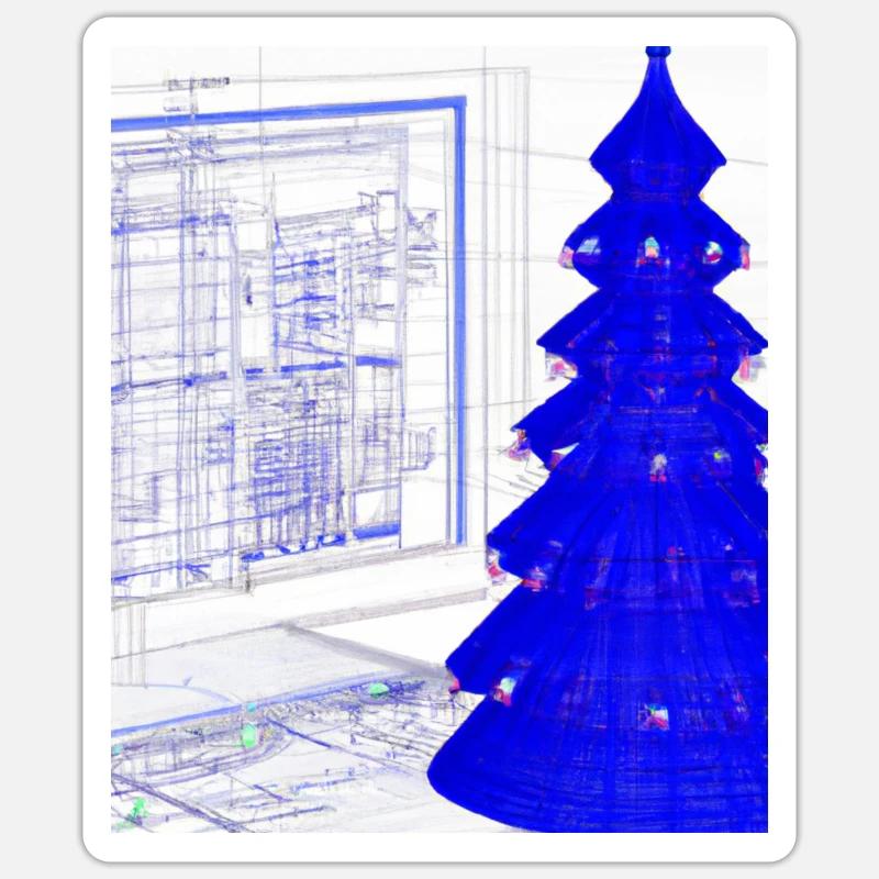 Weihnachten Weihnachtsbaum Schematic Blaupause Sticker Größe S (10 x 10 cm)