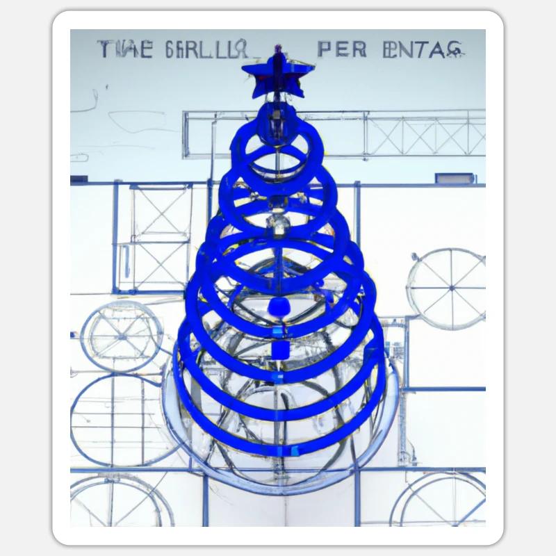 Weihnachten Weihnachtsbaum Schematic Blaupause - Sticker Größe S (10 x 10 cm) - Mattweiß