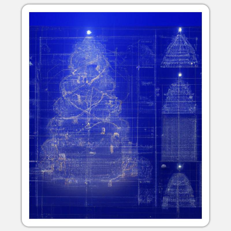 Weihnachten Weihnachtsbaum Schematic Blaupause Sticker Größe S (10 x 10 cm)