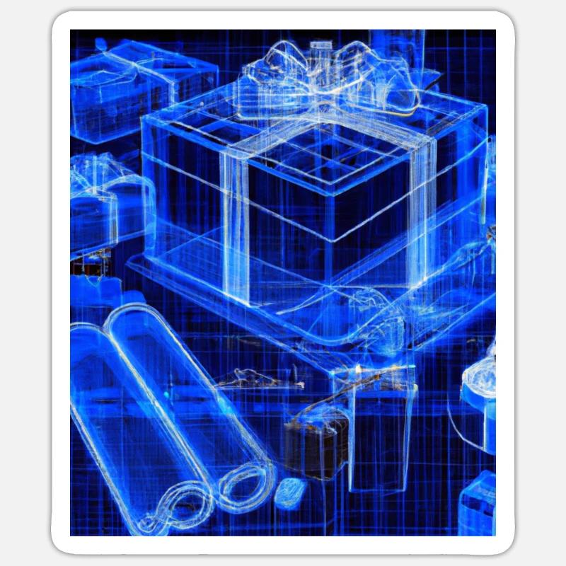 Weihnachten Weihnachtsbaum Schematic Blaupause - Sticker Größe S (10 x 10 cm) - Mattweiß