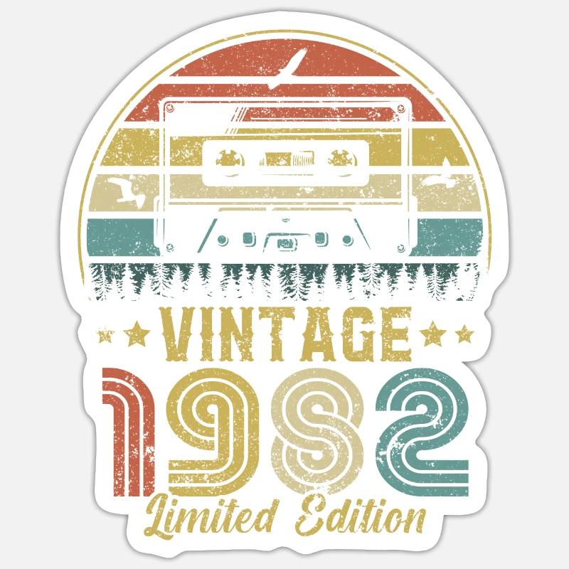 Vintage-Kassette 1982 - Sticker Größe S (10 x 10 cm) - Mattweiß