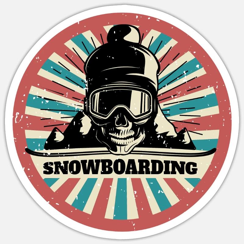 Crâne de snowboard - Sticker taille S (10 x 10 cm) - blanc mat