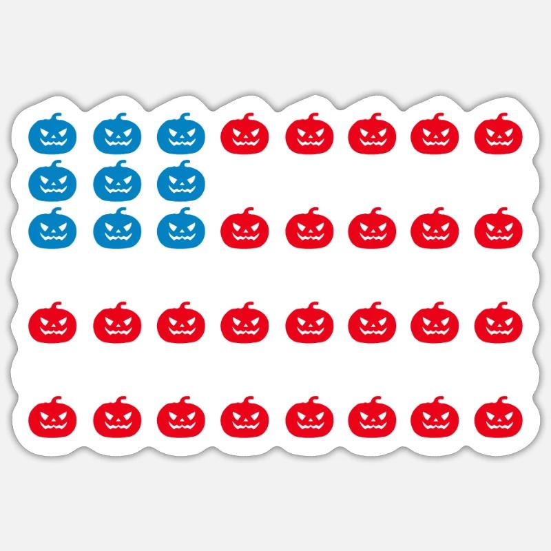 Halloween Pumpkin Drapeau américain - Sticker taille S (10 x 10 cm) - blanc mat