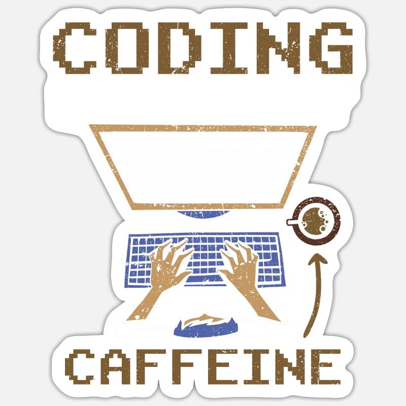 Programmieren Angetrieben Durch Koffein Coding - Sticker Größe S (10 x 10 cm) - Mattweiß