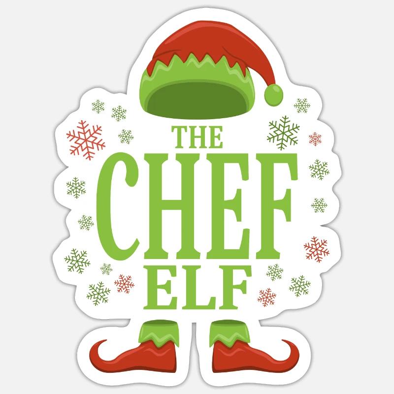 Chef Elfe de Noël - Sticker taille S (10 x 10 cm) - blanc mat