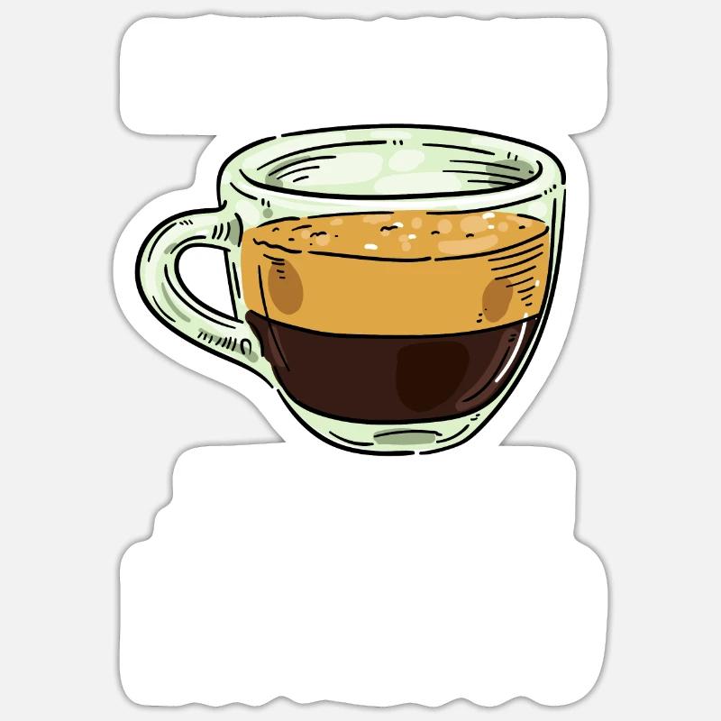 Café Espresso Drôle - Sticker taille S (10 x 10 cm) - blanc mat