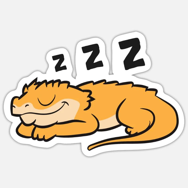 Schopfgecko Pyjama Reptil Eidechse Schlafender Sticker Größe S (10 x 10 cm)