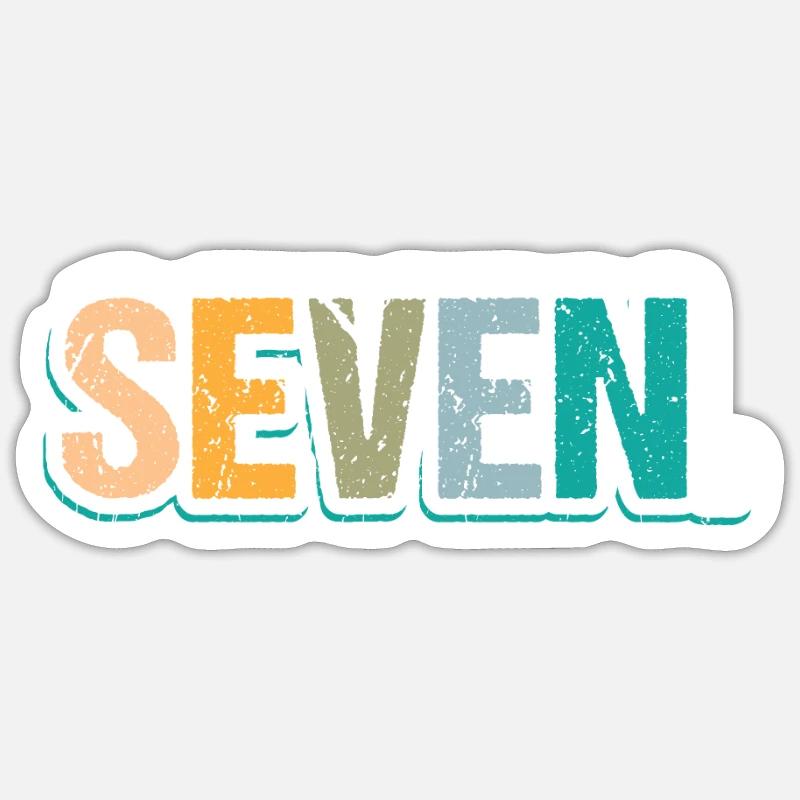 7e anniversaire Enfants Sept ans - Sticker taille S (10 x 10 cm) - blanc mat