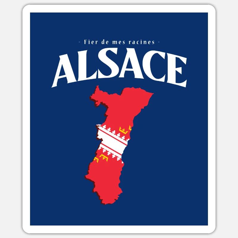 Fier de mes Racines Alsace Bleu - Sticker taille S (10 x 10 cm) - blanc mat