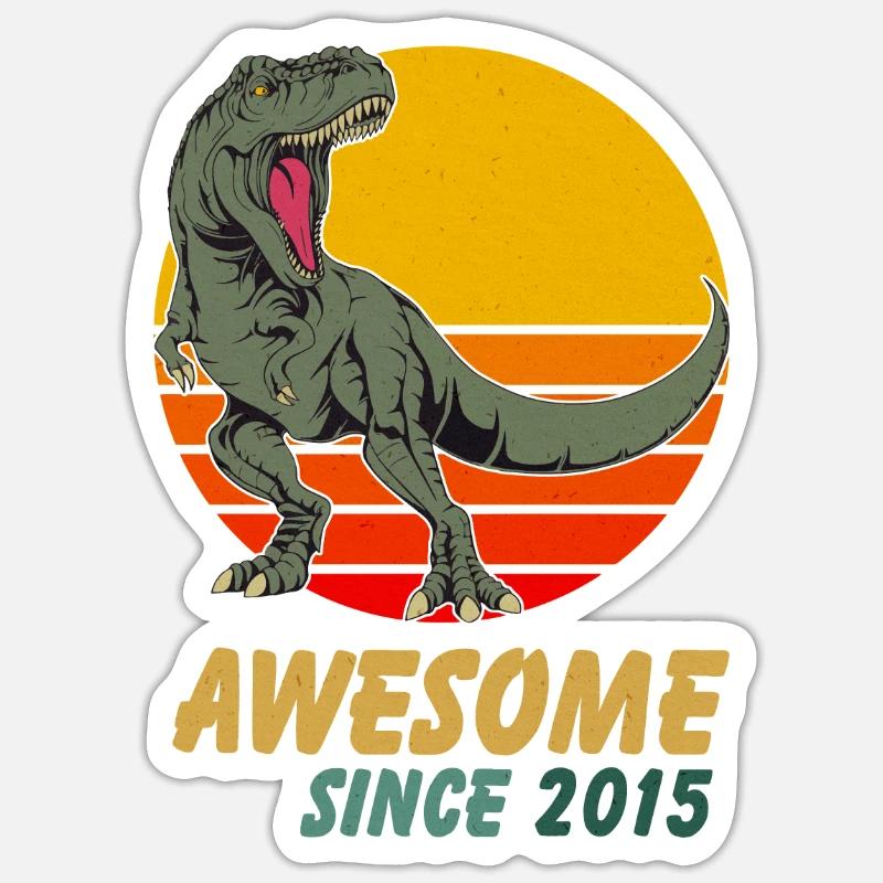 Dinosaurier Trex Awesome Since 2015 - Sticker Größe S (10 x 10 cm) - Mattweiß