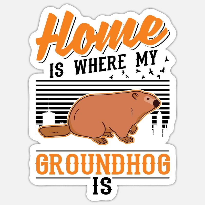 Marmotte de jour de marmotte - Sticker taille S (10 x 10 cm) - blanc mat