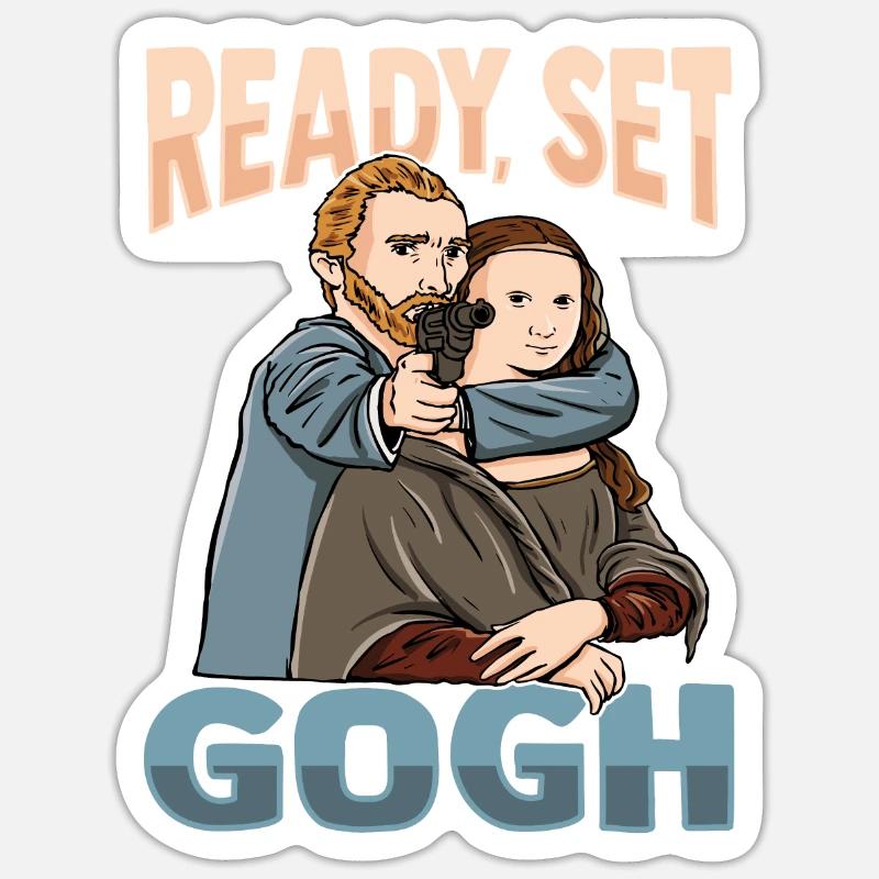 Van Gogh Kunst Mona Lisa - Sticker Größe S (10 x 10 cm) - Mattweiß