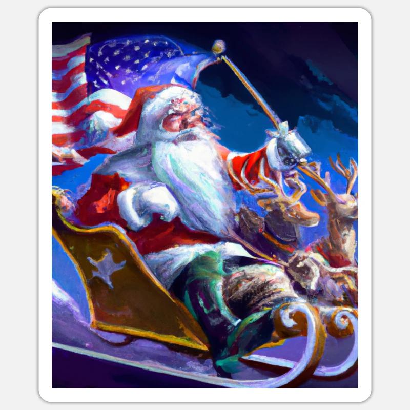 Père Noël américain avec - Sticker taille S (10 x 10 cm) - blanc mat