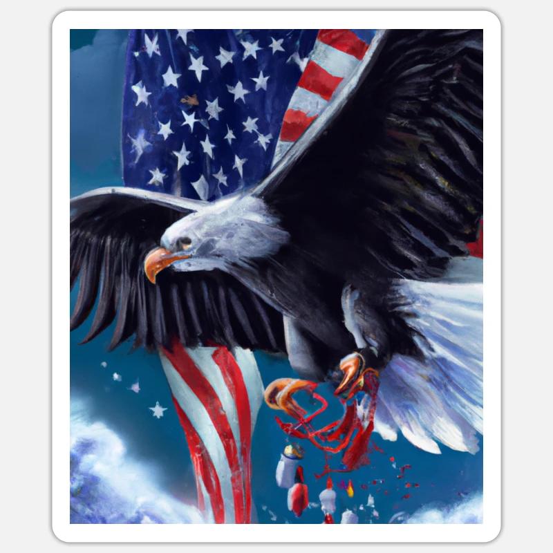 American Christmas White-tailed Eagle with - Sticker size S (10 x 10 cm) - white matte