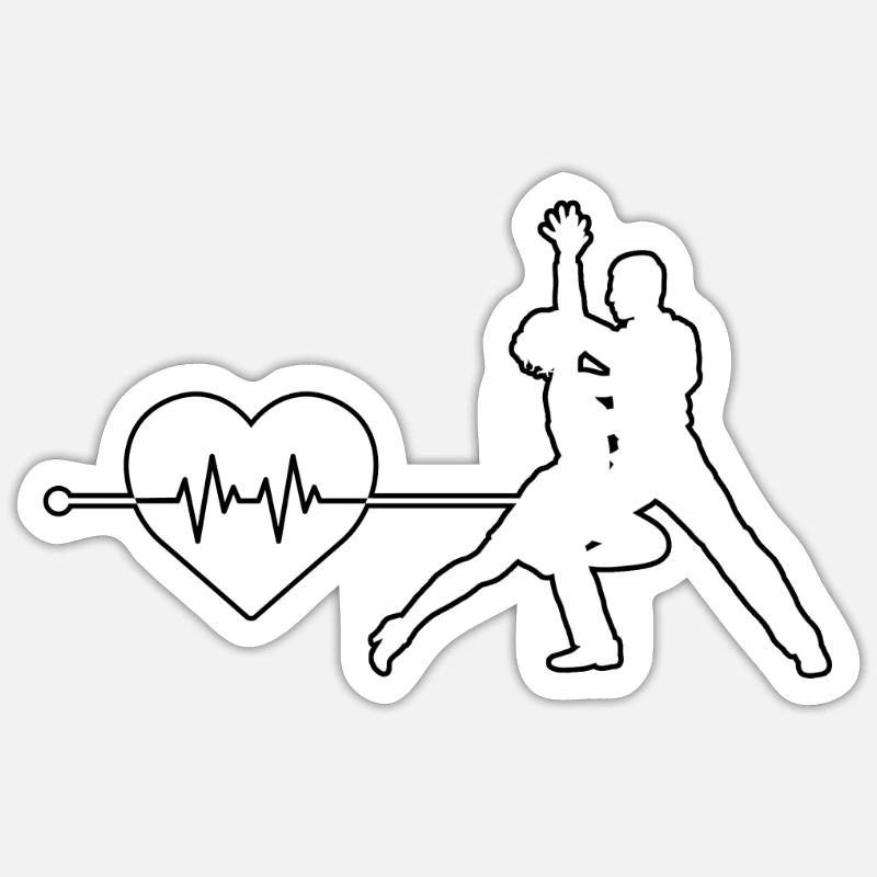 Rythme cardiaque dansant - Sticker taille S (10 x 10 cm) - blanc mat