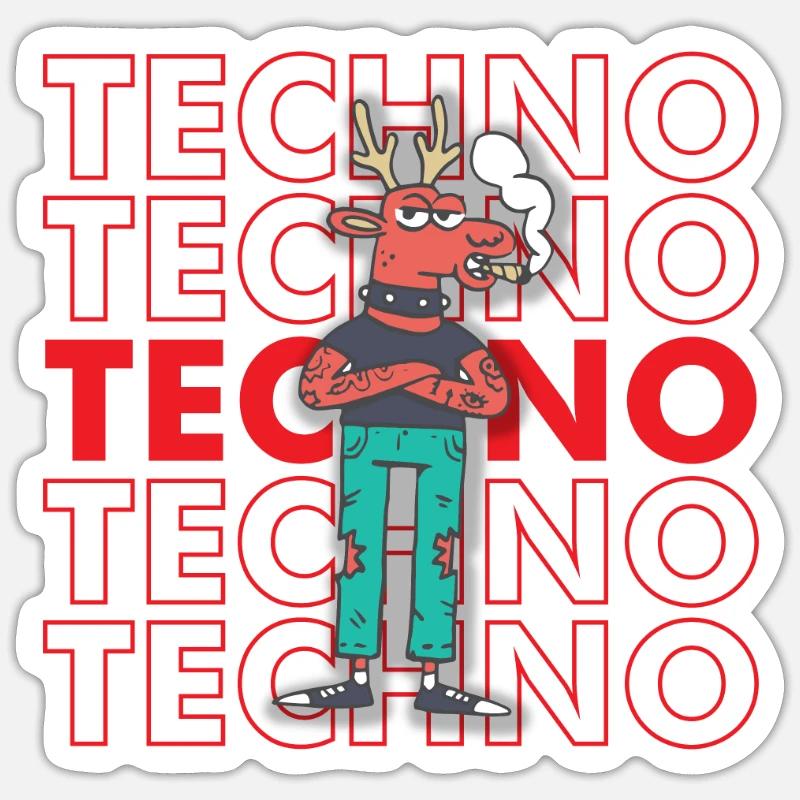 Punk Rock Techno Lustige Weihnachten Punks Grumpy - Sticker Größe S (10 x 10 cm) - Mattweiß
